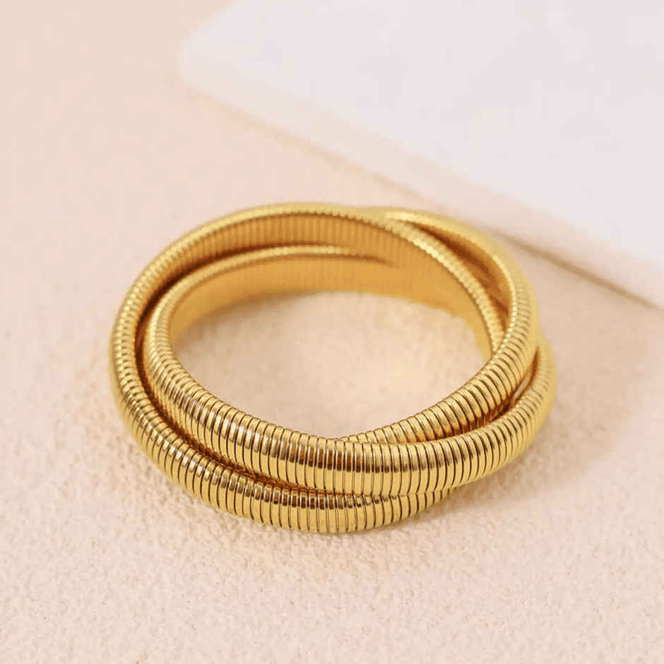 Designs & You Gold Plated Triple Layer Snake Chain Tangled Bracelet