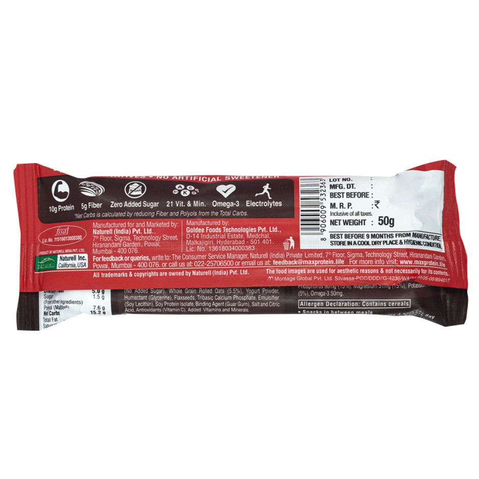 Ritebite Max Protein Peri Peri 10 G Multigrain Protein Chips, Healthy Snacks & Munchies (60g) & Ritebite Max Protein 10G Protein Bar Choco Berry (50g) Combo