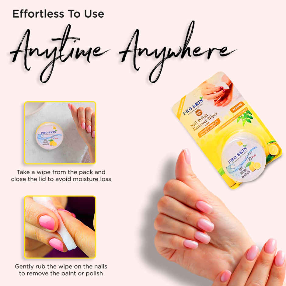 Pro Skin Nail Polish Remover Wipes - Lemon, 30 wipes
