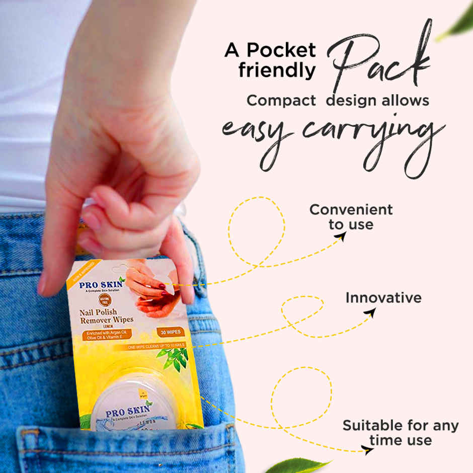 Pro Skin Nail Polish Remover Wipes - Lemon, 30 wipes