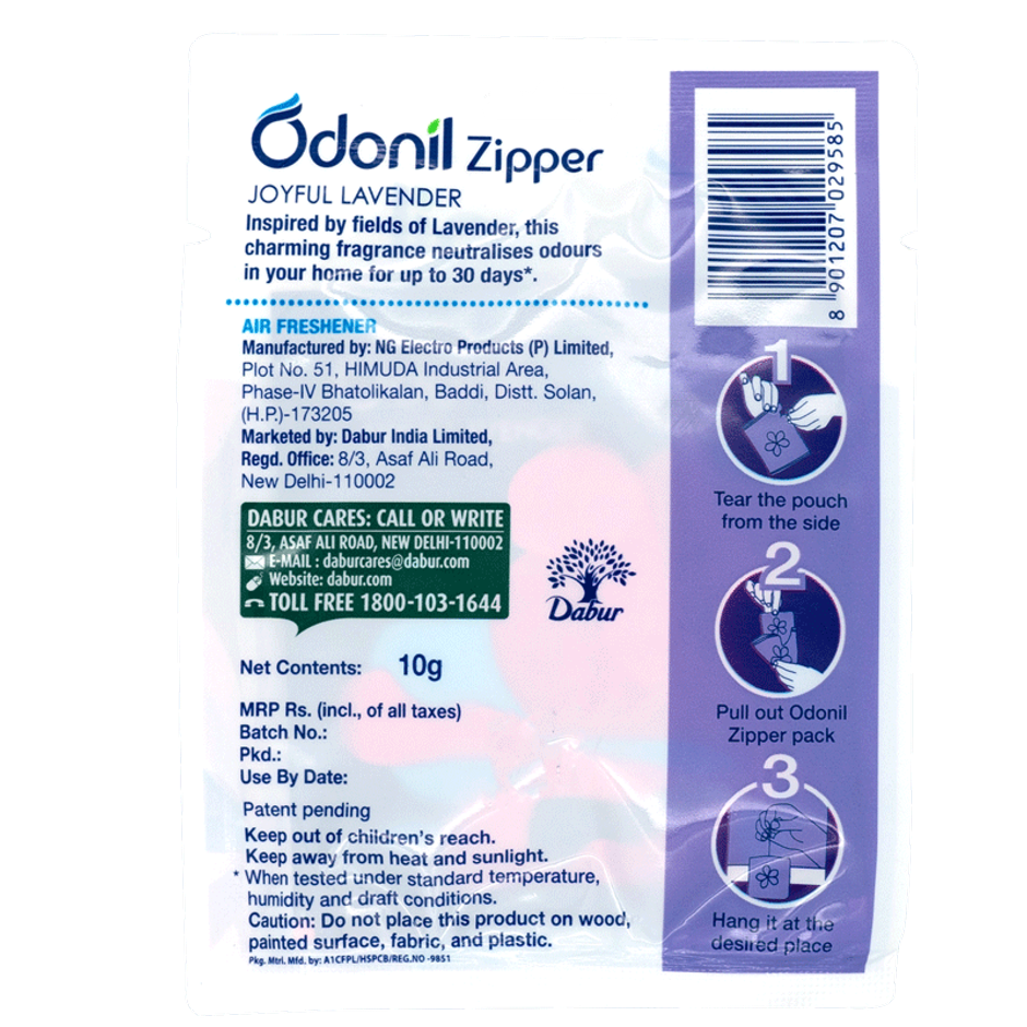 Odonil Joyful Lavender Zipper Bathroom Air Freshener