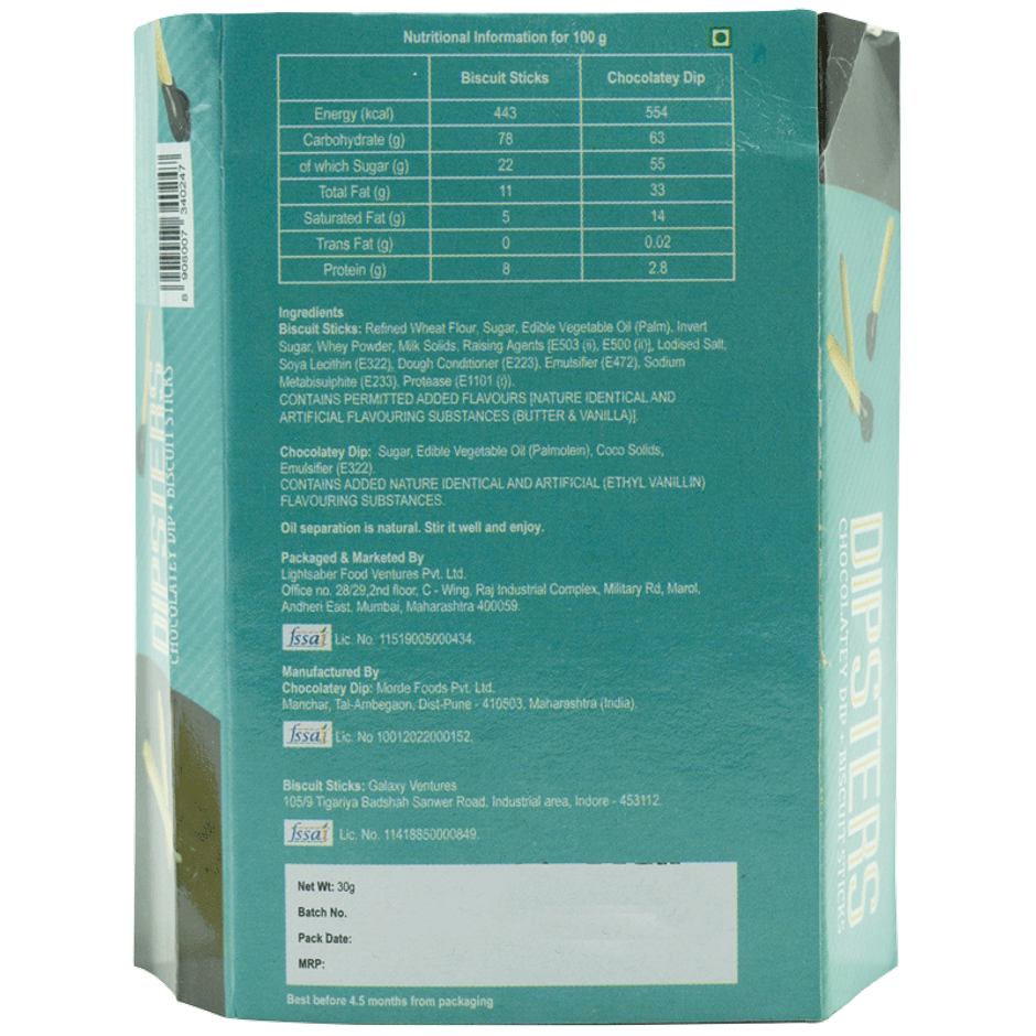 Snackible Dipsters Biscuit Sticks with Chocolatey Dip