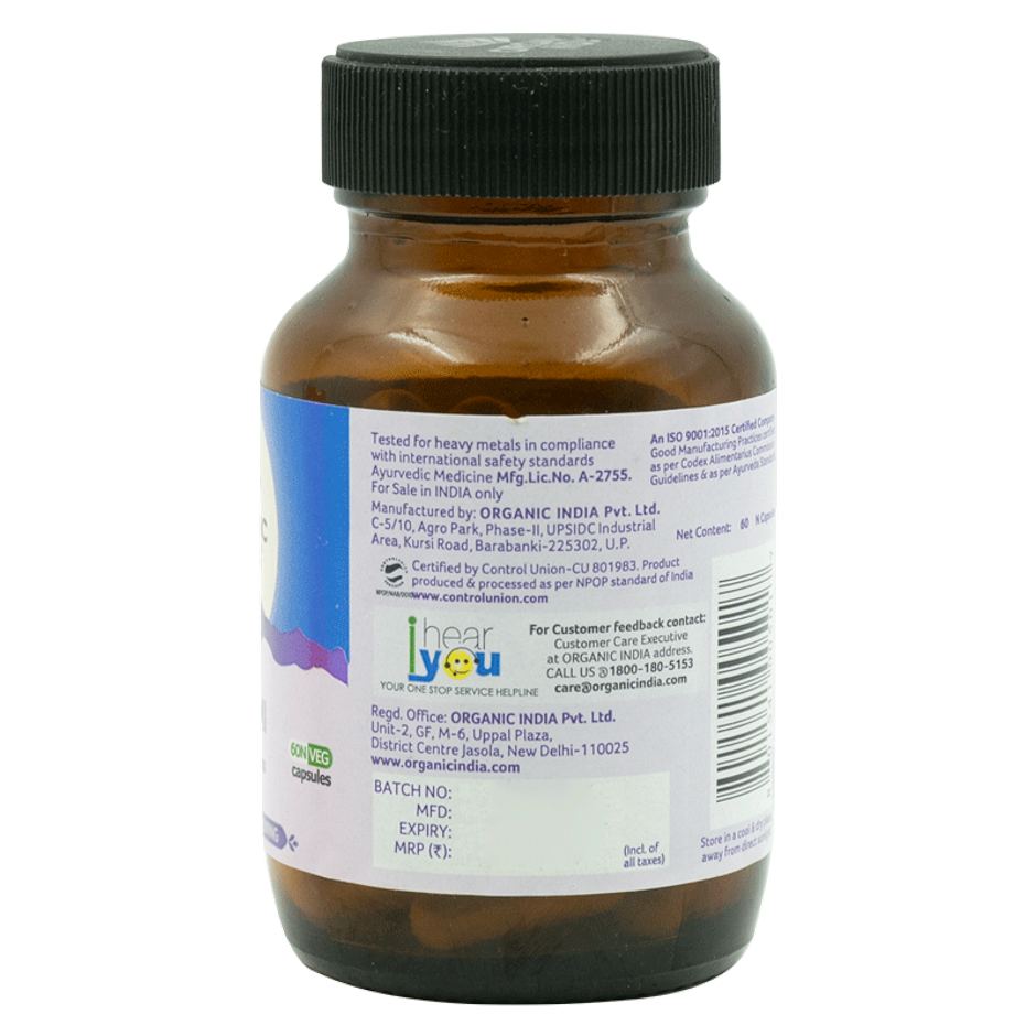 Organic India Brahmi 60 Veg Capsules, Naturally Promotes Concentration & Memory