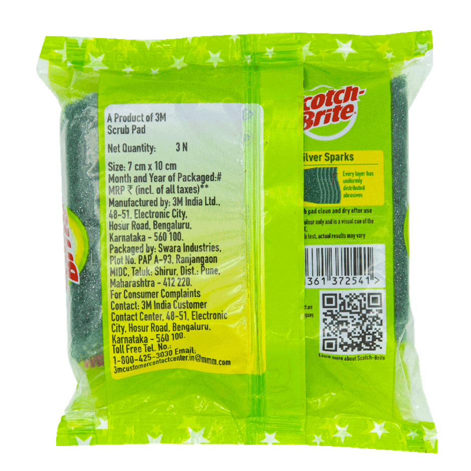 Scotch brite Silver Sparks Scrub Pad (Pack of 3)