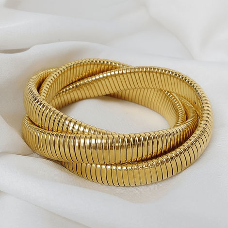 Designs & You Gold Plated Triple Layer Snake Chain Tangled Bracelet