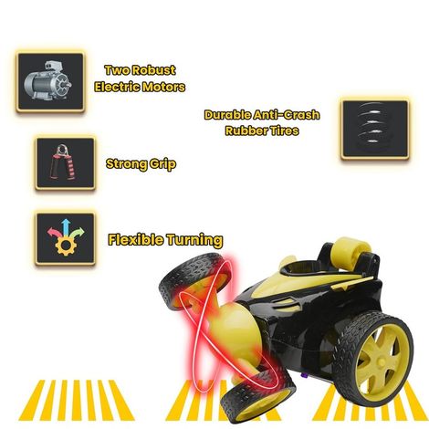 Fablue Remote Control Small Stunt Car For Kids - 360 Degree Rotating Car Toy - Assorted Colour & Designs