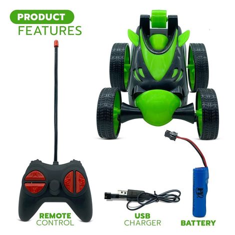 Fablue Remote Control Small Stunt Car For Kids - 360 Degree Rotating Car Toy - Assorted Colour & Designs