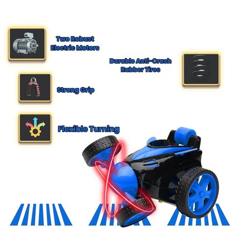 Fablue Remote Control Small Stunt Car For Kids - 360 Degree Rotating Car Toy - Blue Color