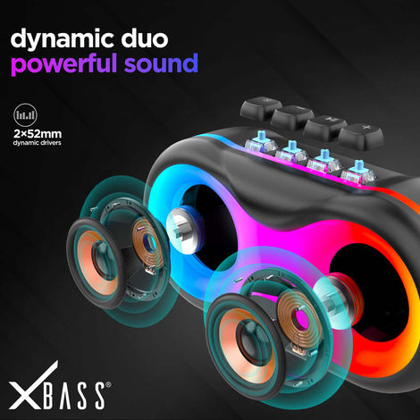 Nu Republic Sonicpop 160 With 20 Hrs Playtime, 52mm Dual Drivers, RGB LED Lights, 16W Output Bluetooth Wireless Speaker (Black)