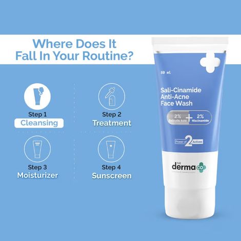 The Derma Co Sali-Cinamide Anti-Acne Face Wash with 2% Salicylic Acid & 2% Niacinamide