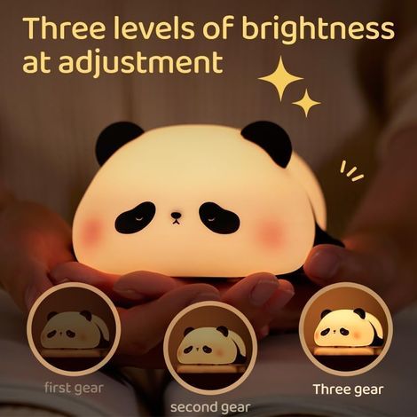 Hashwow Lying Panda Night Light | Soft Silicone | 3-Level Dimmable LED Touch Lamp | Timer Function
