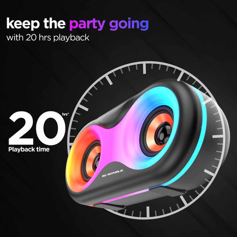 Nu Republic Sonicpop 160 With 20 Hrs Playtime, 52mm Dual Drivers, RGB LED Lights, 16W Output Bluetooth Wireless Speaker (Black)