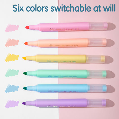Deli EU12-6C Highlighter, Marker Pen, 6 Assorted Highlighters