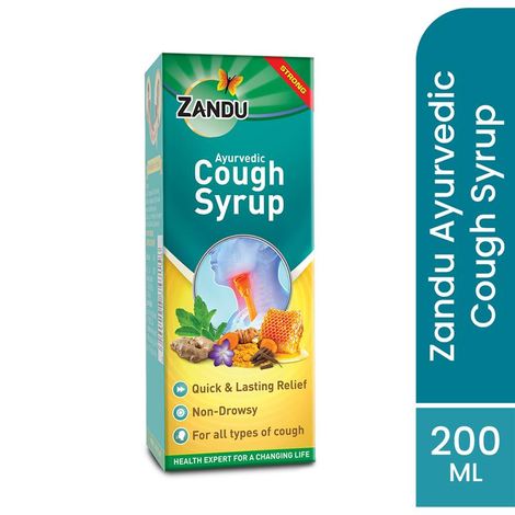 Zandu Ayurvedic Cough Syrup 200Ml, Quick & Lasting Relief, For All Types Of Cough