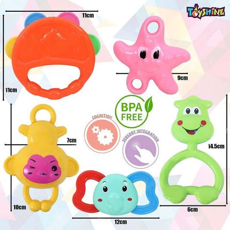 Toyshine Baby Rattle & Teether Set | 7 Non-Toxic Toys for Newborns
