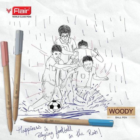 Flair Woody Ball Pen Black Pack Of 5