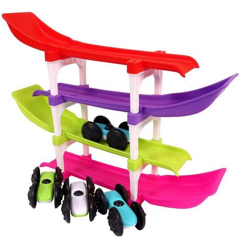 Toyshine Racer Ramp Toy With 4 Cars, 4 Ramps And Race Track For 1, 2, 3 Toddlers, Boys & Girls