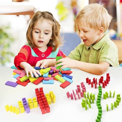 Fablue 100 Pcs Colorful Domino Block Set for Kids - Learning and Educational Toy for Kids 