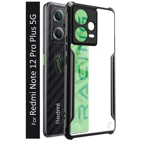 Kwine Case Redmi Note 12 Pro Plus 5G Back Cover - Black Bordered Transparent Case