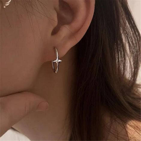 SALTY Alpha Minimalist Kpop Earrings for Men and Boys| Anti-Tarnish | Silver