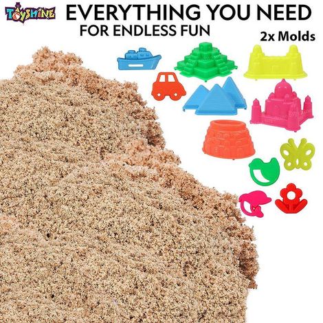 Toyshine 1 Kg Creative Sand For Kids With Free 8 Pcs Castle Molds 1 Bonus Mold - Natural Color