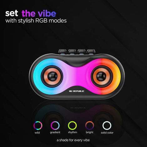Nu Republic Sonicpop 160 With 20 Hrs Playtime, 52mm Dual Drivers, RGB LED Lights, 16W Output Bluetooth Wireless Speaker (Black)