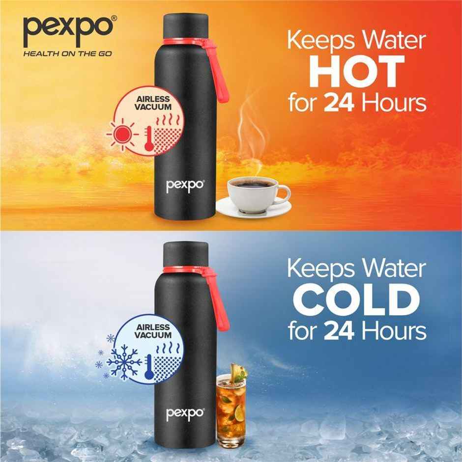 Pexpo 24 Hrs Hot & Cold ISI Certified Bravo Vacuum Insulated Water Bottle Flask | 1 L
