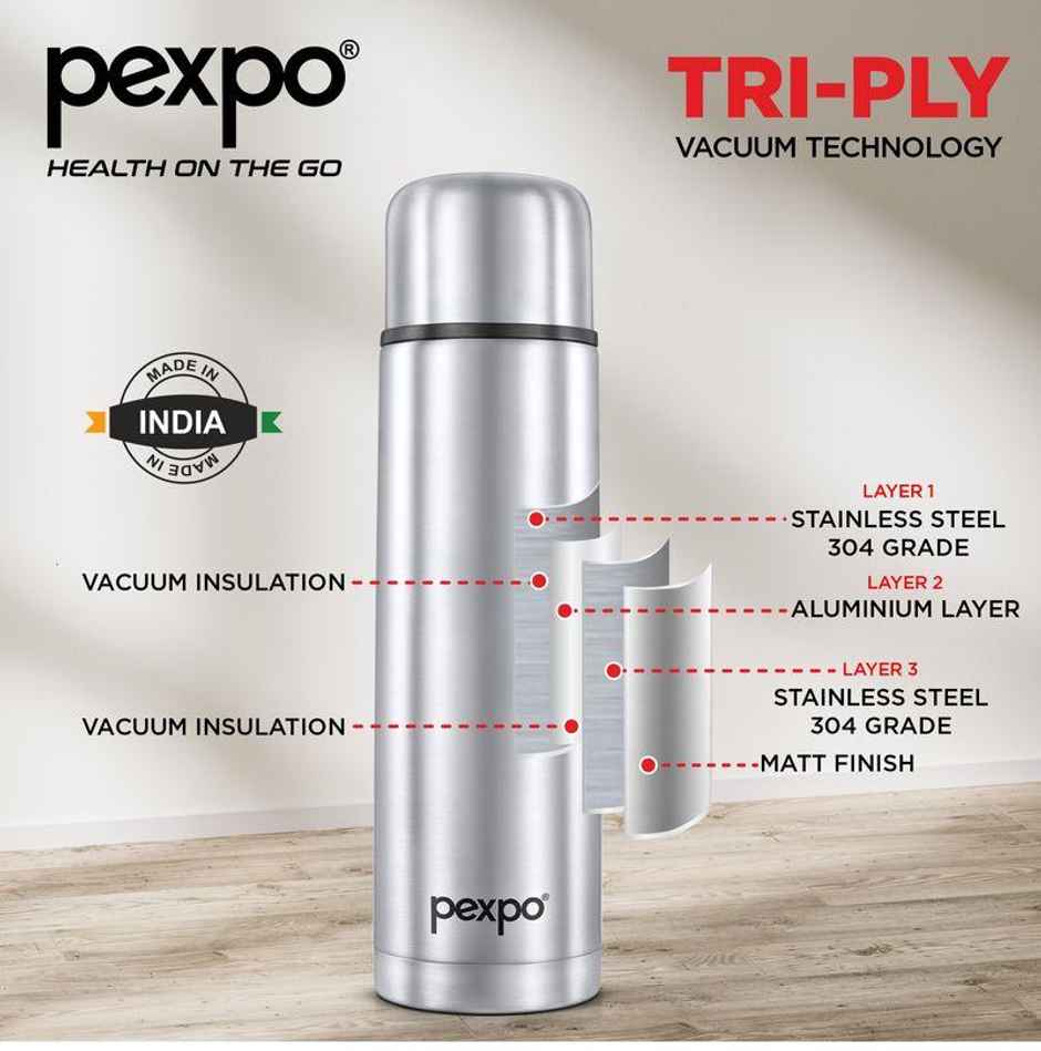 Pexpo 24 Hrs Hot And Cold Flask With Jute-Bag Vacuum Insulated Flamingo | 1 L