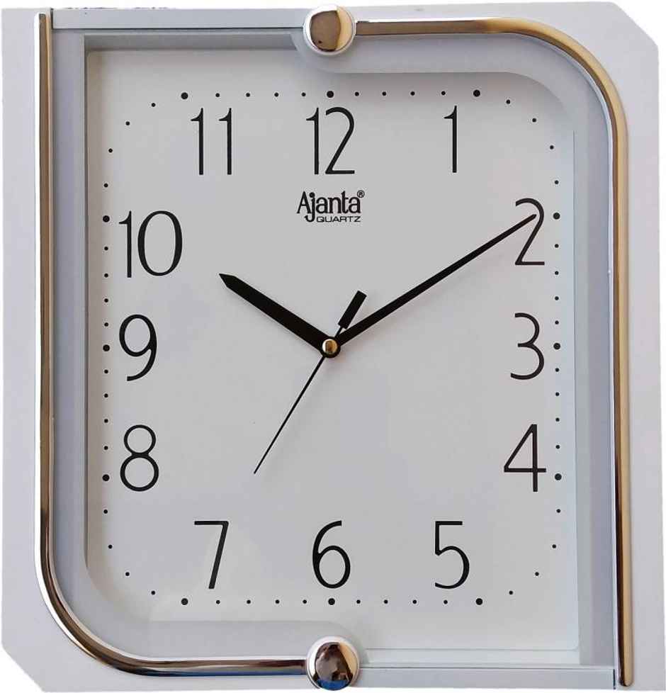 Ajanta Analog 27 cm x 26 cm Wall Clock | White | With Glass | Standard