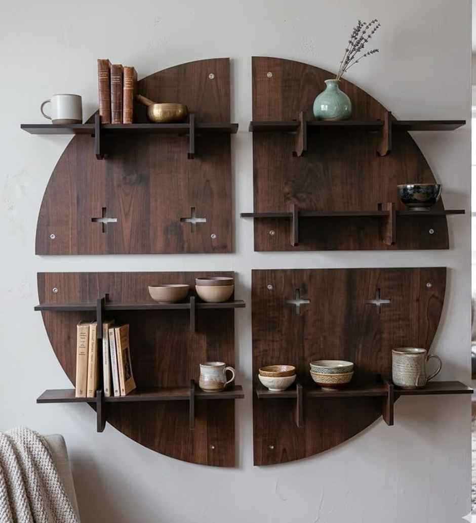 Casacraft by Pepperfry Brown Engineered Wood Round Modular Book Shelf - Set Of 4
