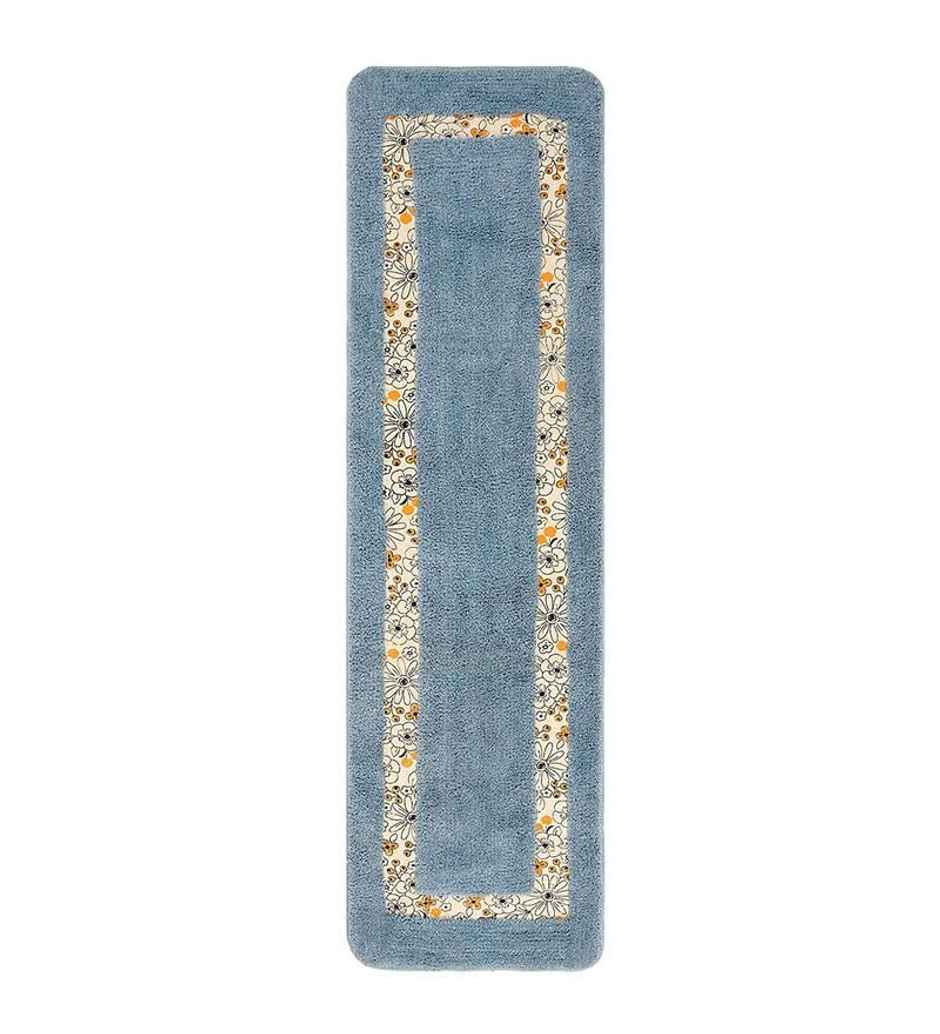 CasaCraft Pepperfry Runner 55x16 Inch Blue Cotton Hand Tufted Non Slip Rubber Backing Soft Rug