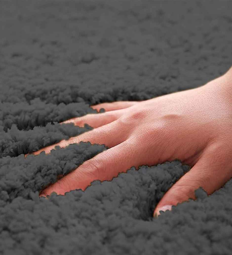 Casacraft by Pepperfry Microfibre Anti- Skid Door Mat | 43 x 31 cm | Grey Solid