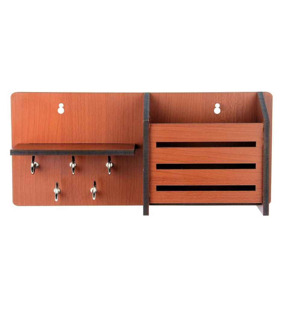 Casacraft by Pepperfry Brown Mdf Side-Shelf Pocket Key Holder
