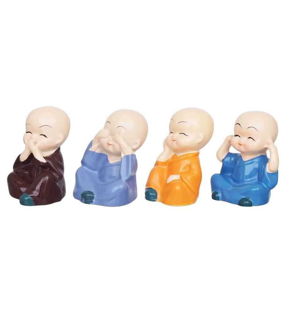 Casacraft Pepperfry Figurine Set | Cute Little Baby Monk Buddha Statue Multicolor Cute Mini Idol