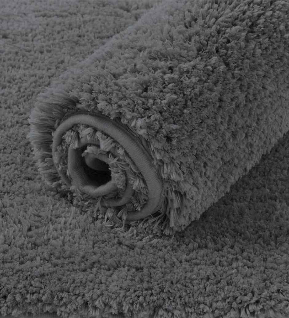 Casacraft by Pepperfry Microfibre Anti- Skid Door Mat | 43 x 31 cm | Grey Solid