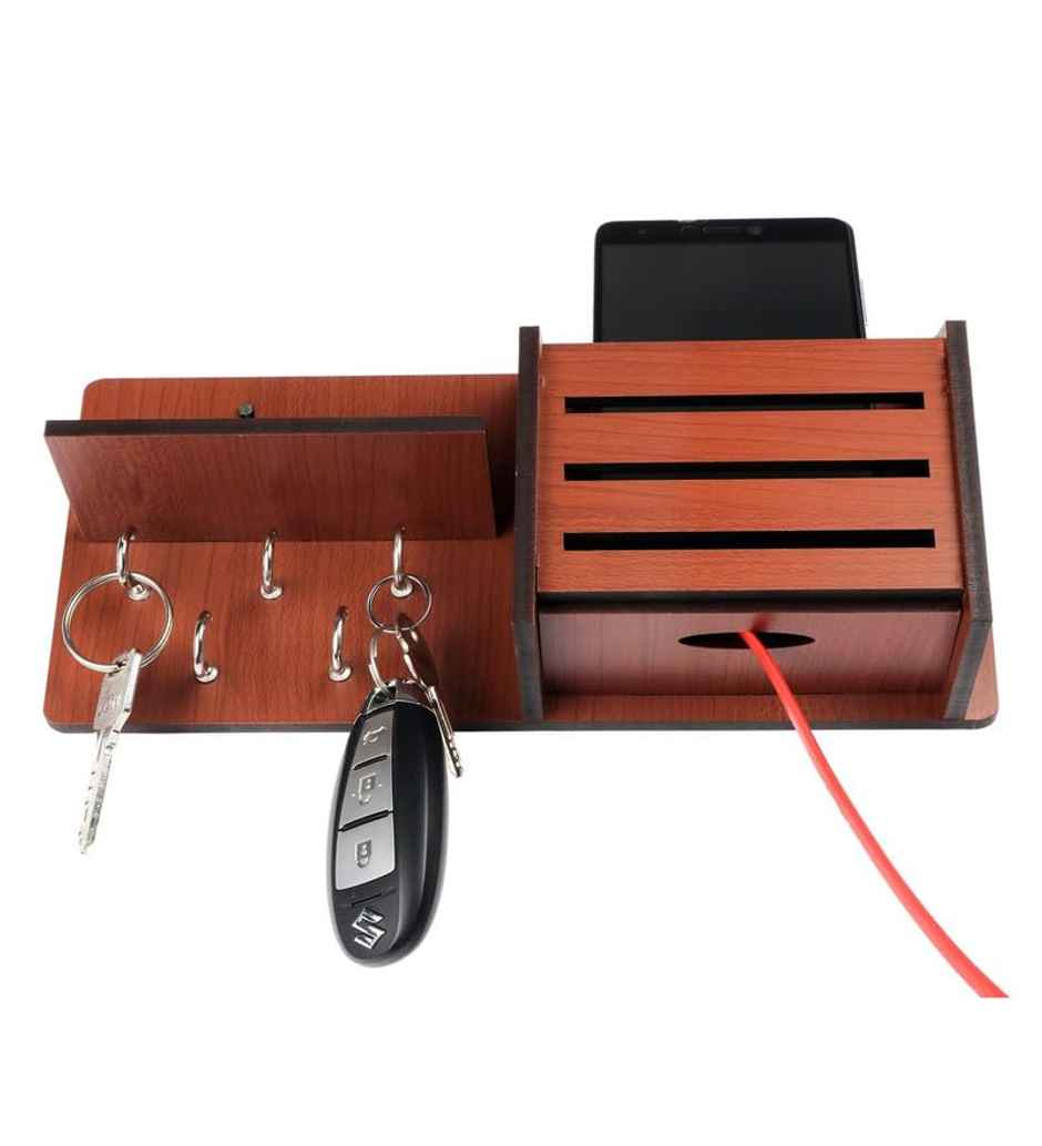 Casacraft by Pepperfry Brown Mdf Side-Shelf Pocket Key Holder