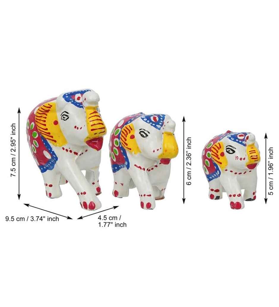 Casacraft Pepperfry Elephant Good Luck Figurine Set | Multicolor Handcrafted Showpieces For Home