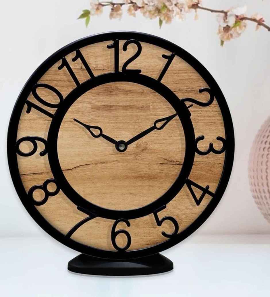 CasaCraft Pepperfry Wall Cum Table Clock 8 inch Brown Artisan Contemporary Design for Decor Home