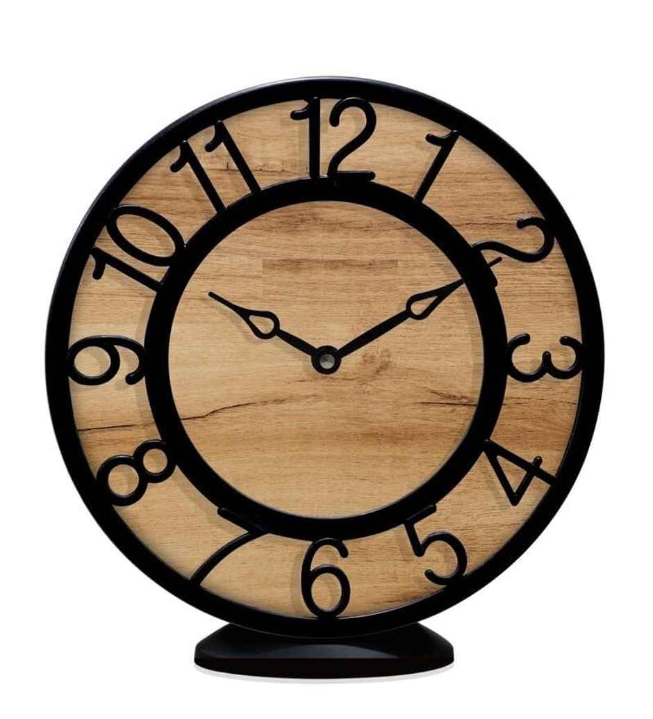 CasaCraft Pepperfry Wall Cum Table Clock 8 inch Brown Artisan Contemporary Design for Decor Home