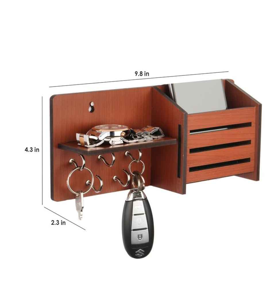Casacraft by Pepperfry Brown Mdf Side-Shelf Pocket Key Holder