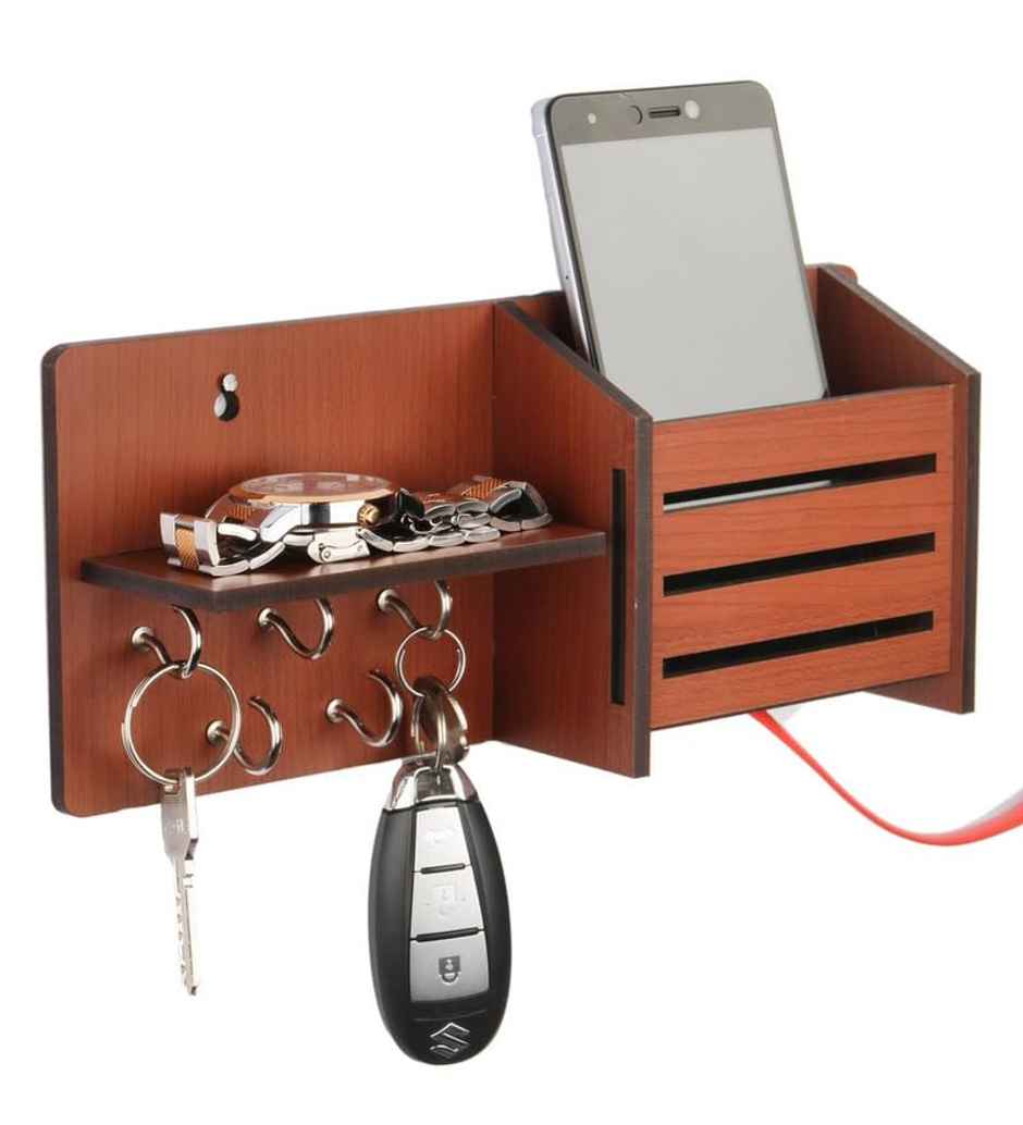 Casacraft by Pepperfry Brown Mdf Side-Shelf Pocket Key Holder