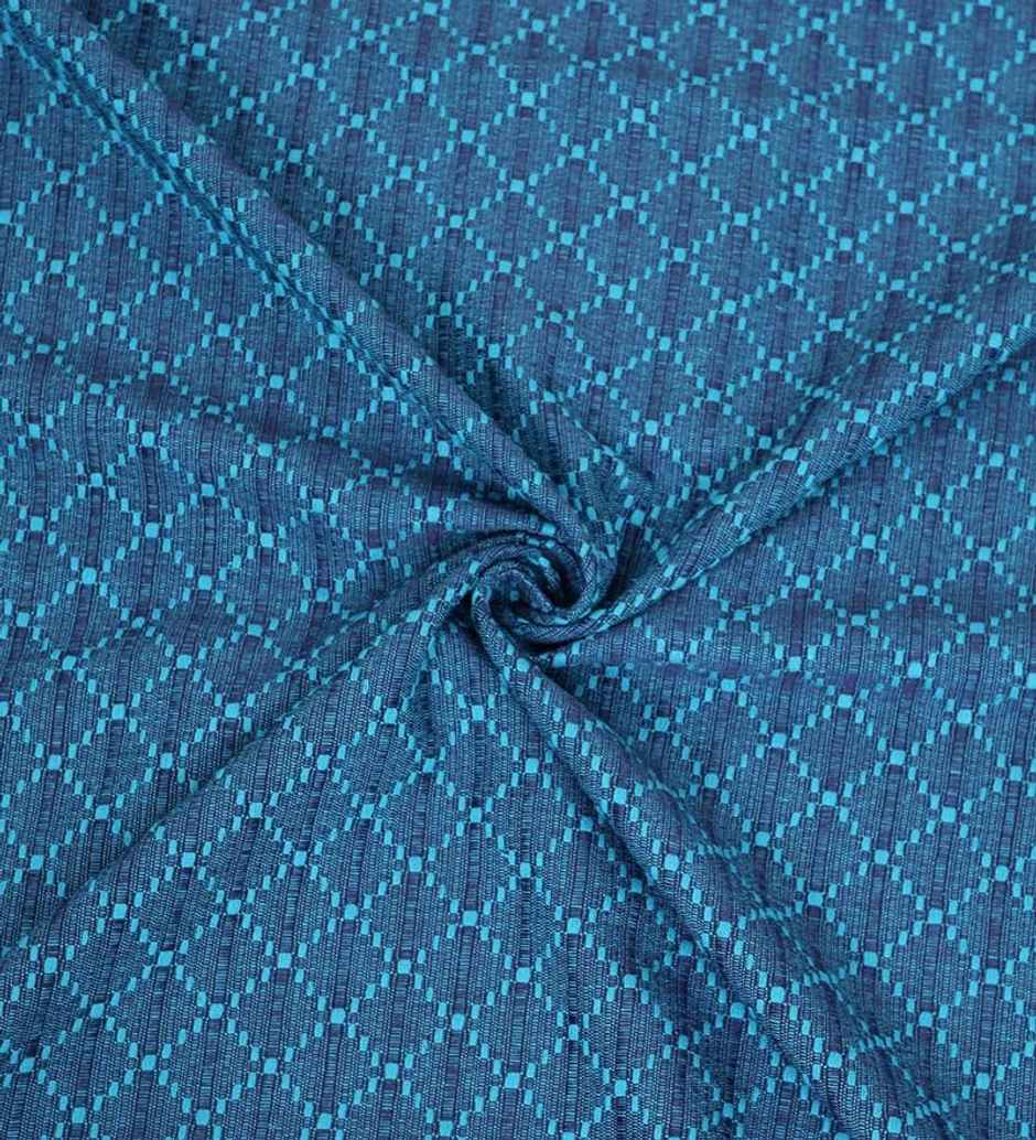 CasaCraft Pepperfry Door Curtain 7ft Blue Geometric Dobby Weave 100% Cotton Light Filtering Eyelet