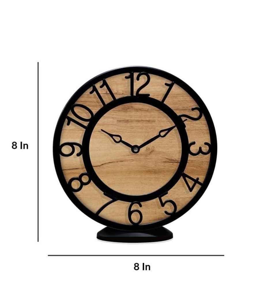 CasaCraft Pepperfry Wall Cum Table Clock 8 inch Brown Artisan Contemporary Design for Decor Home