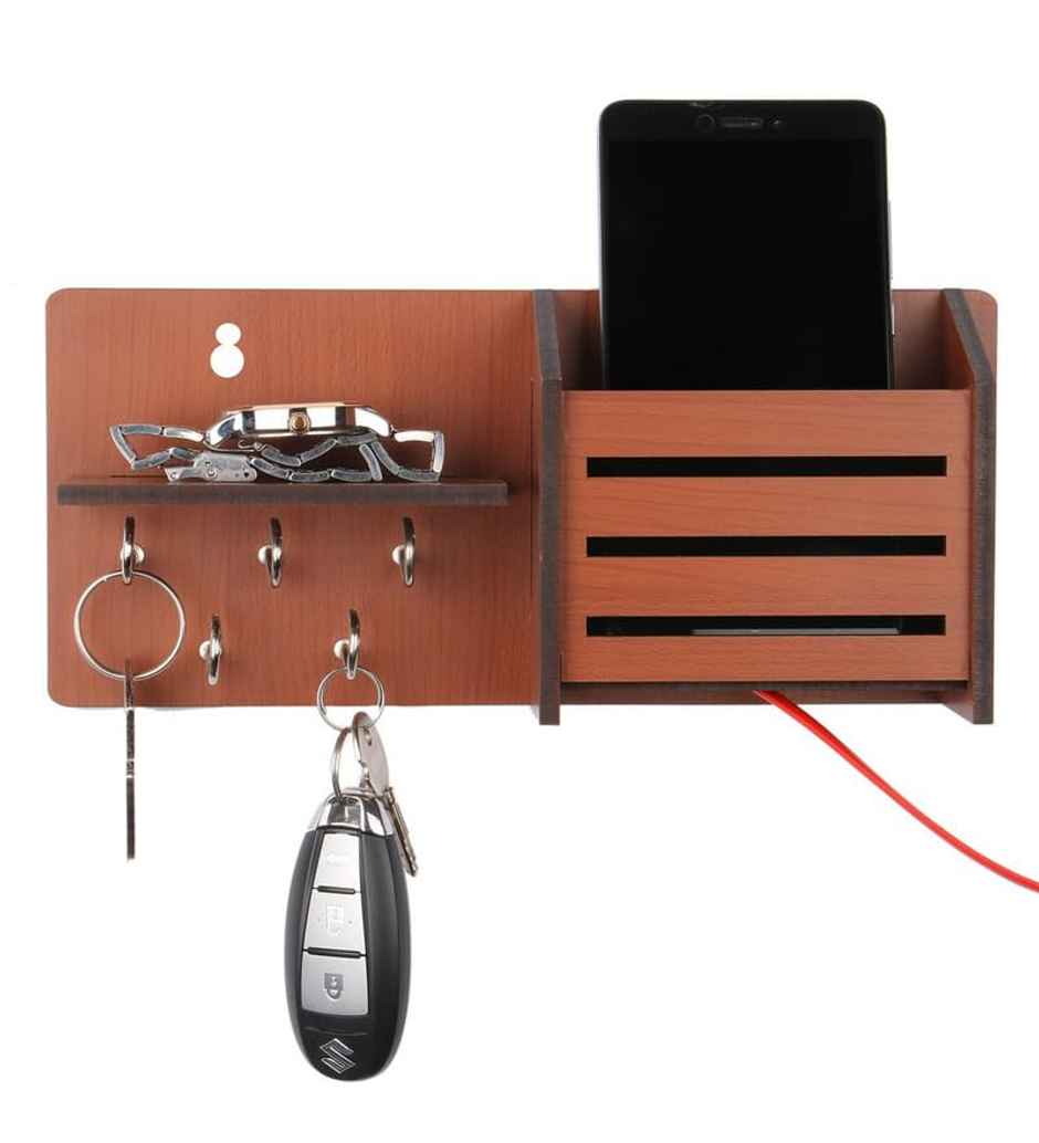 Casacraft by Pepperfry Brown Mdf Side-Shelf Pocket Key Holder