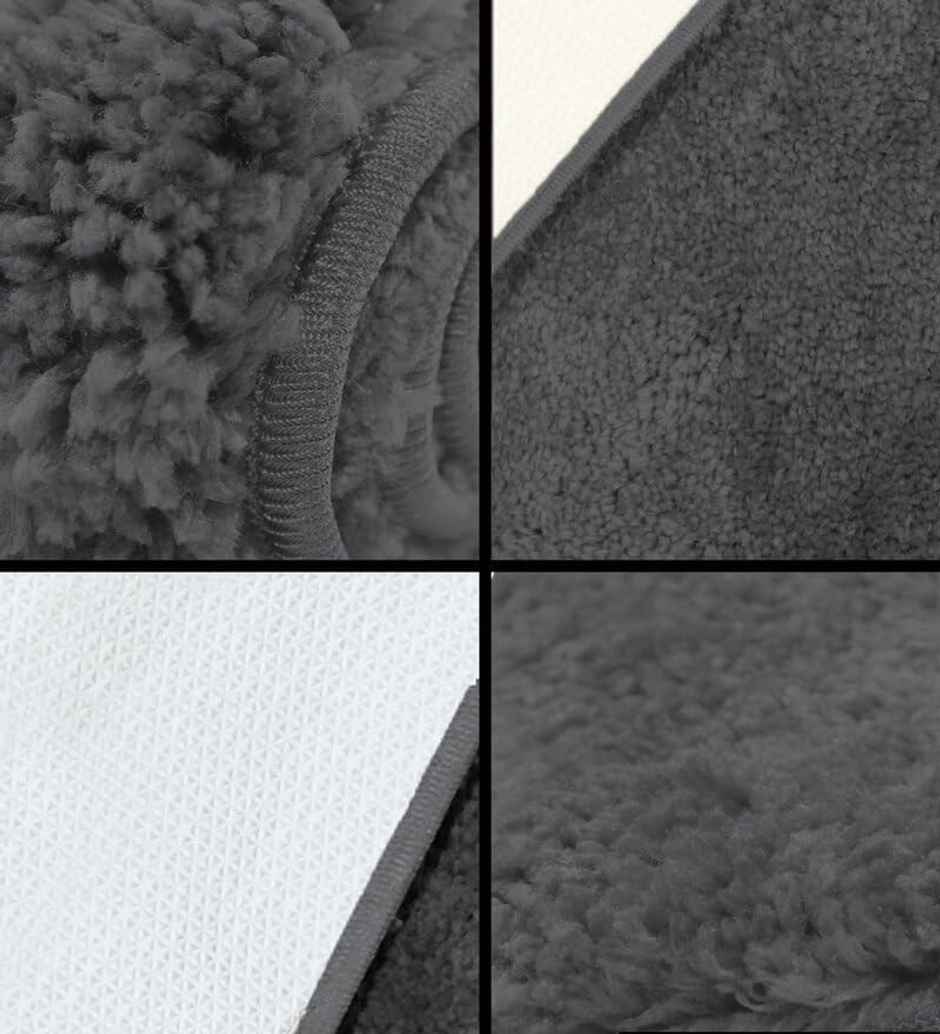 Casacraft by Pepperfry Microfibre Anti- Skid Door Mat | 43 x 31 cm | Grey Solid