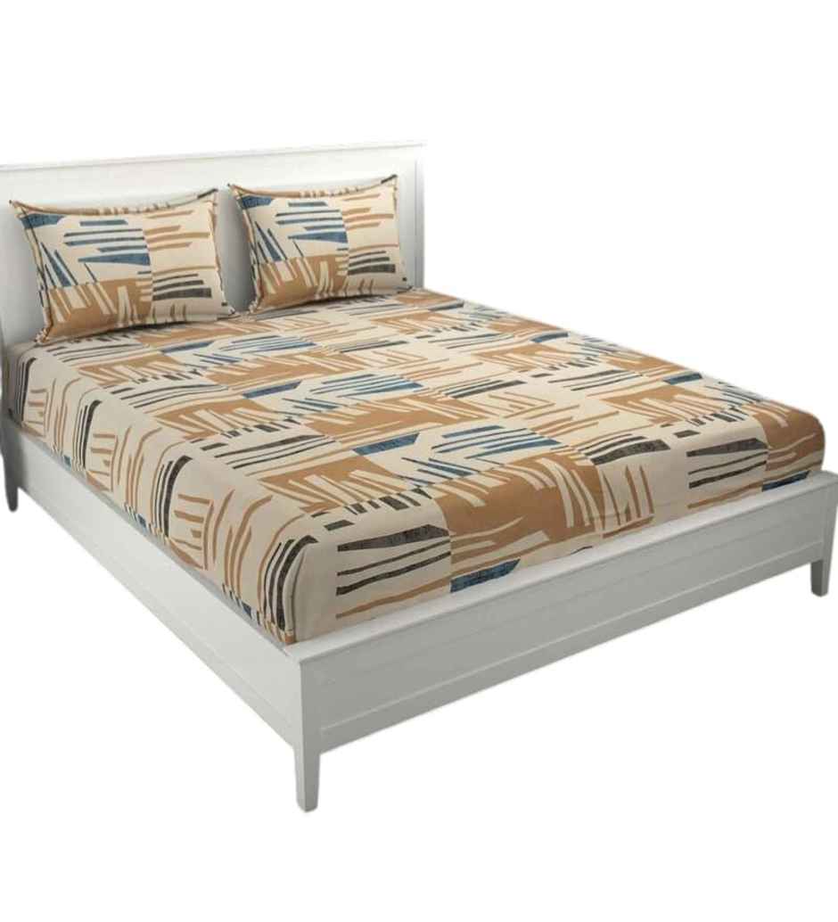 Casacraft by Pepperfry Yellow Abstract 180 TC Microfiber Double Bedsheet | With 2 Pillow Covers