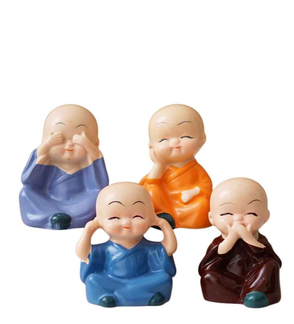 Casacraft Pepperfry Figurine Set | Cute Little Baby Monk Buddha Statue Multicolor Cute Mini Idol