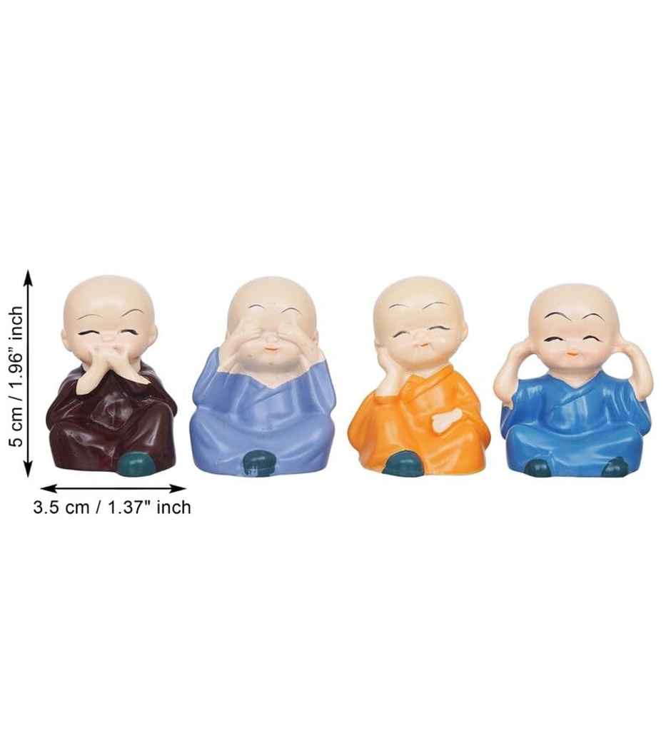 Casacraft Pepperfry Figurine Set | Cute Little Baby Monk Buddha Statue Multicolor Cute Mini Idol