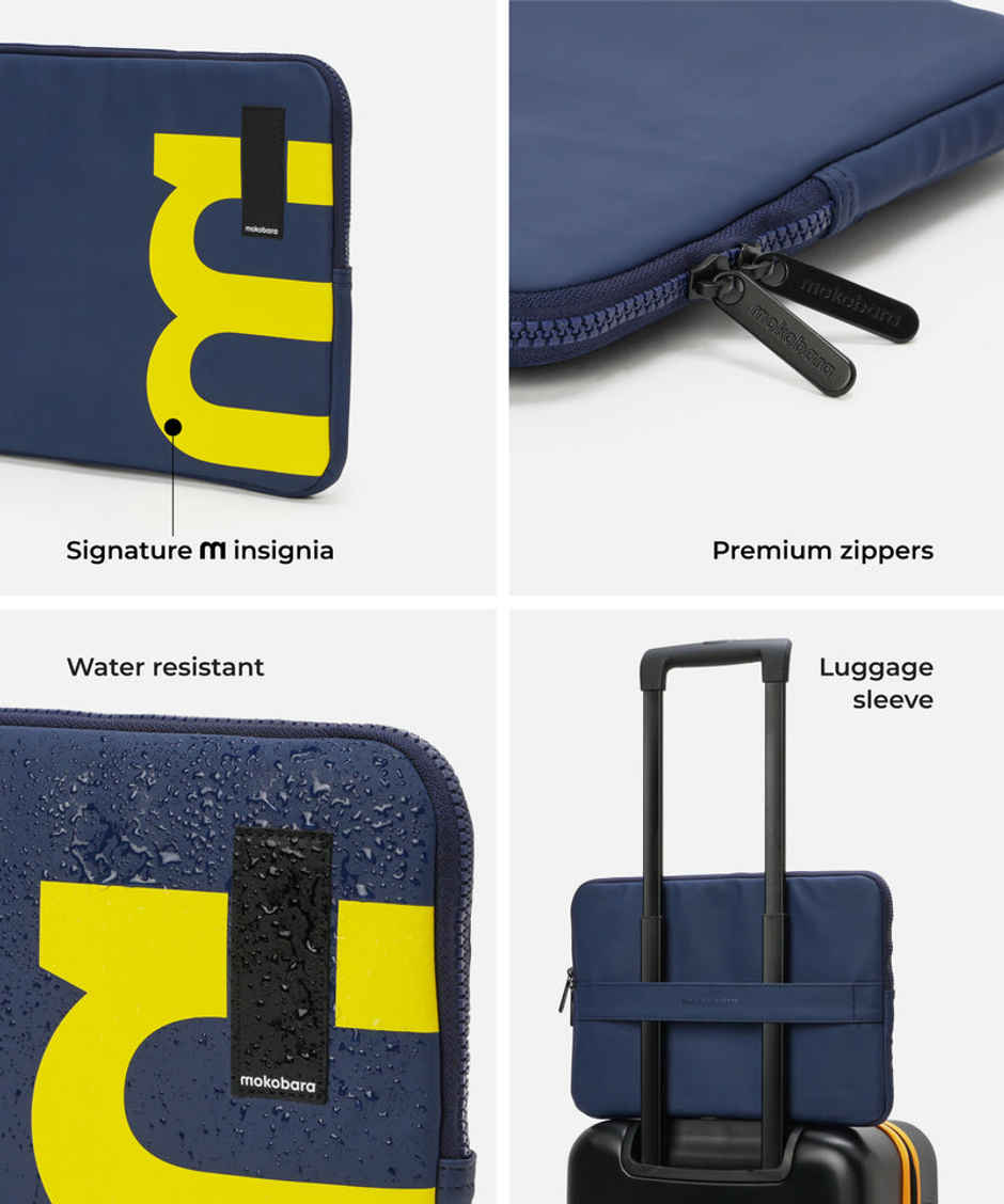 Mokobara Unisex Solid Leather 15.6 L Laptop Sleeve | Sunray