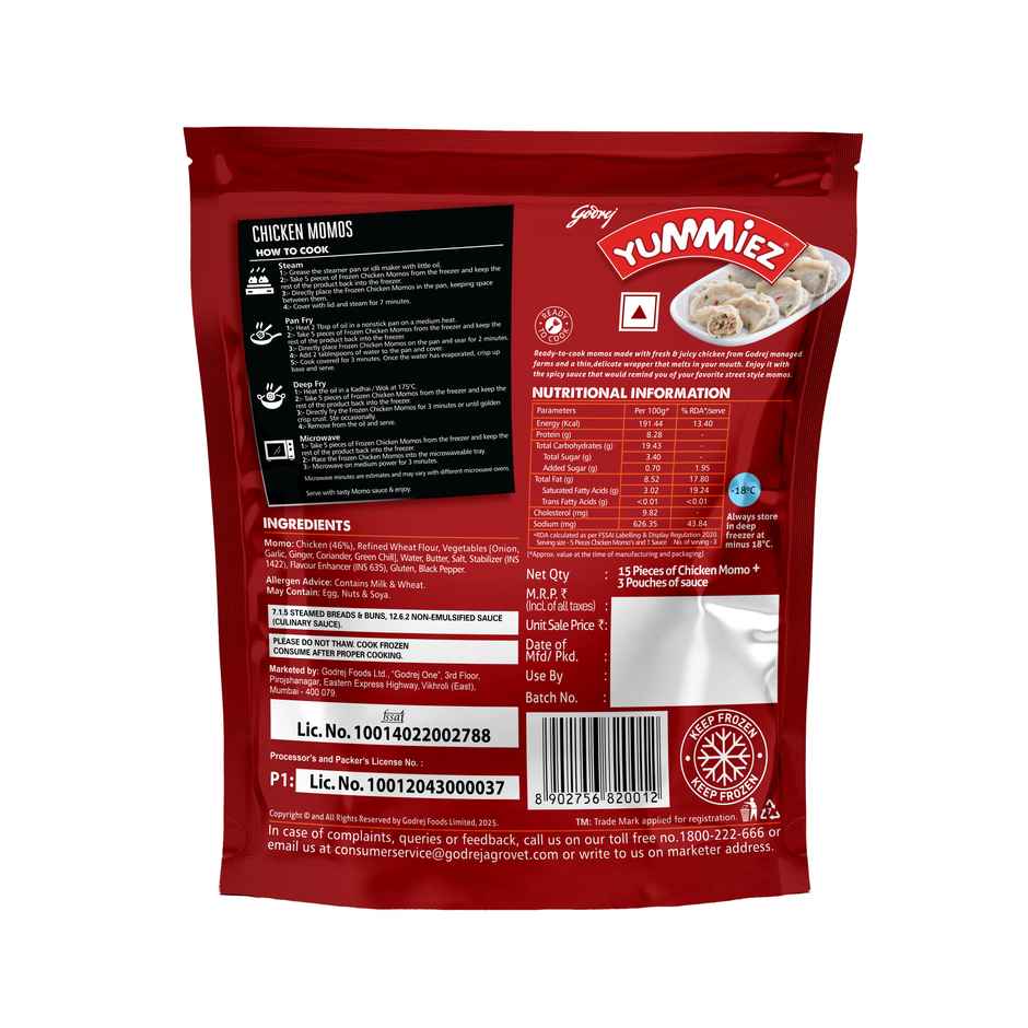 Godrej Yummiez Chicken Momos | Frozen Snack Combo